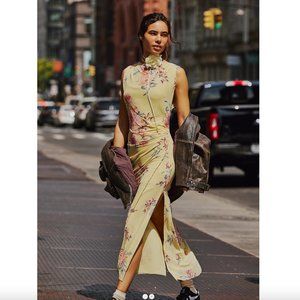 Free People Yellow Floral Midi Dress